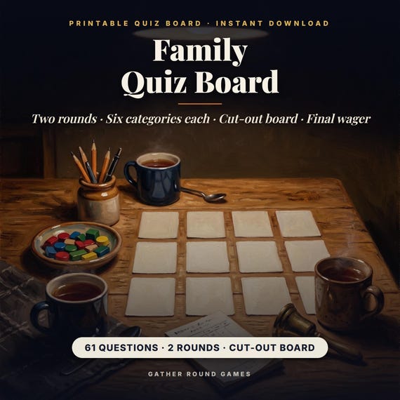Family Quiz Board Game Printable