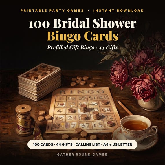 100 Bridal Shower Bingo Cards