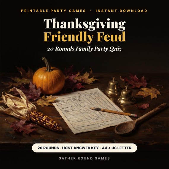 Thanksgiving Friendly Feud Game Printable
