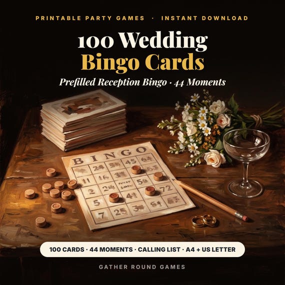 100 Wedding Bingo Cards