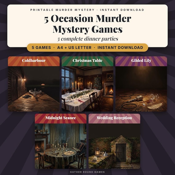 5 Occasion Murder Mystery Party Games Bundle