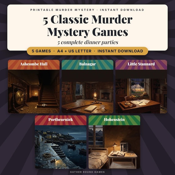 5 Classic Murder Mystery Party Games Bundle