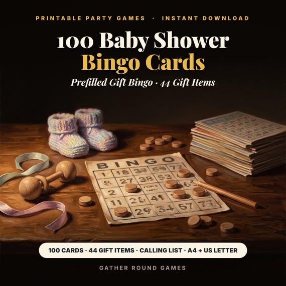 100 Baby Shower Bingo Cards