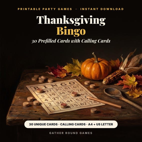 Thanksgiving Bingo Game