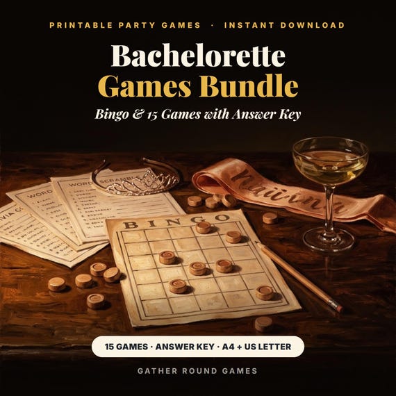 Bachelorette Bingo and Party Games Bundle
