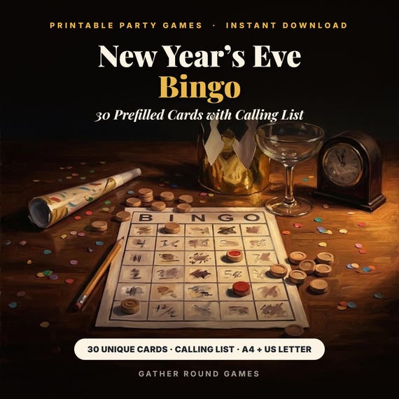 New Year Eve Bingo Cards