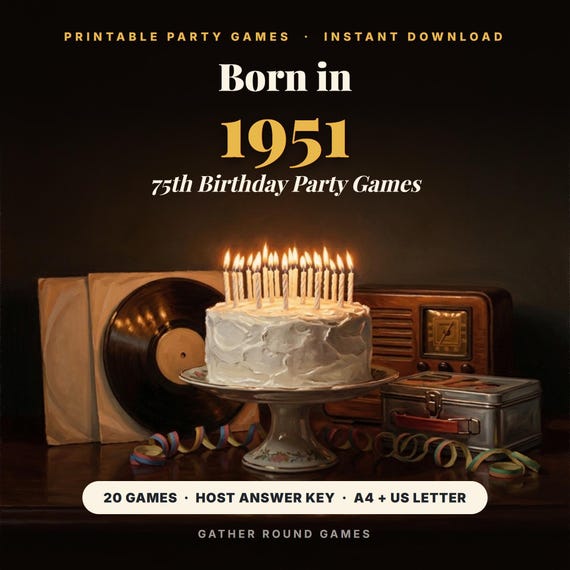 1951 Birthday Trivia Games Pack