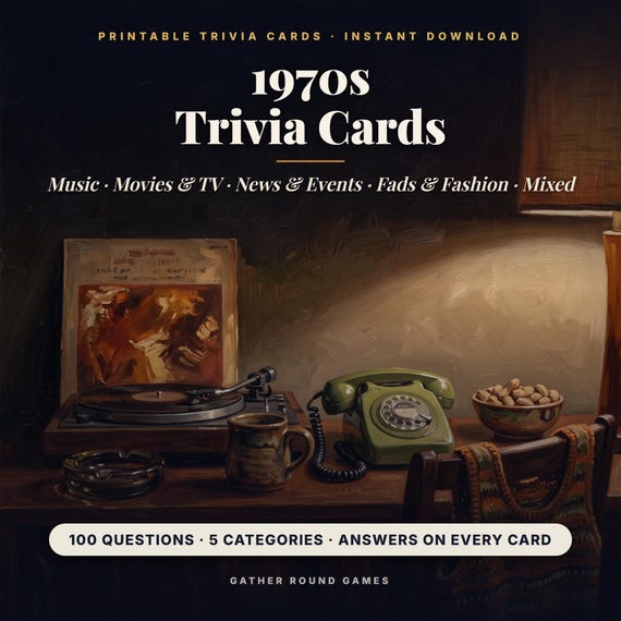 70s Trivia Cards Printable