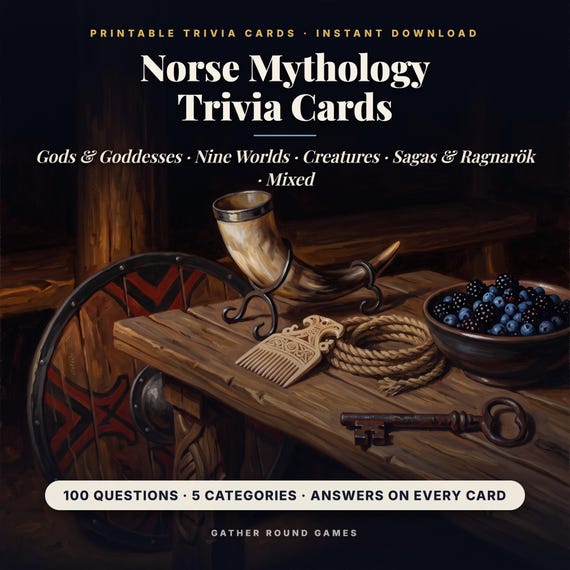 Norse Mythology Trivia Cards Printable