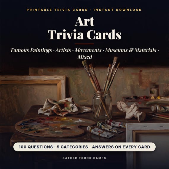 Art Trivia Cards Printable