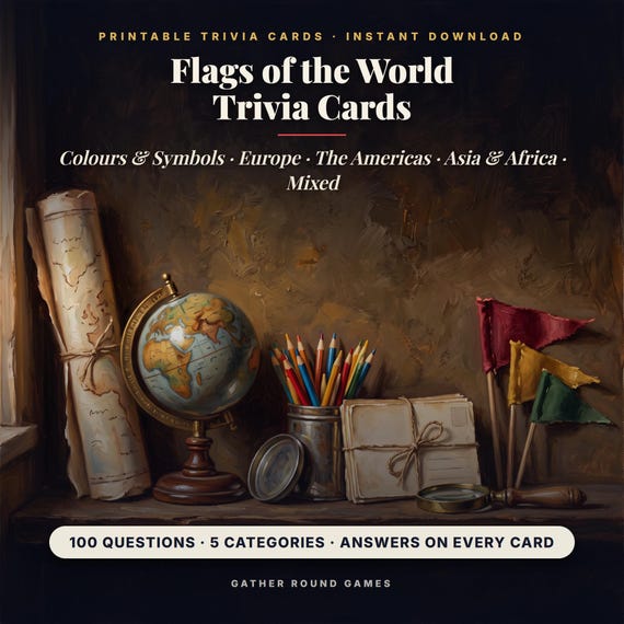 Flags of the World Trivia Cards Printable