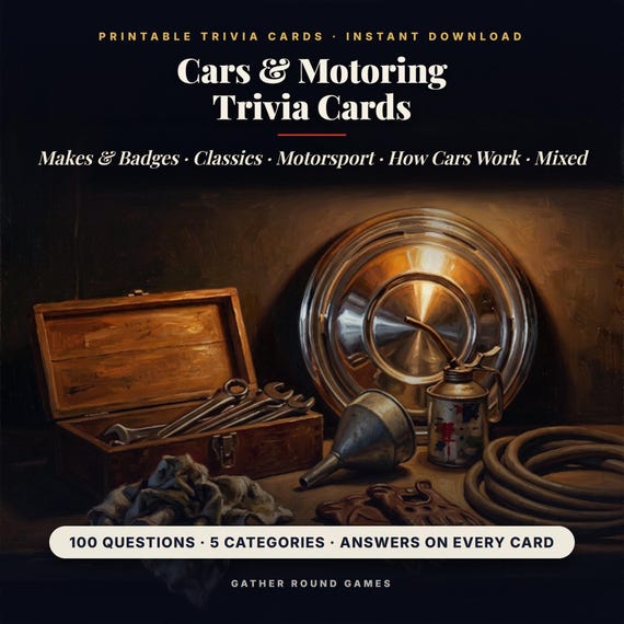 Car Trivia Cards Printable