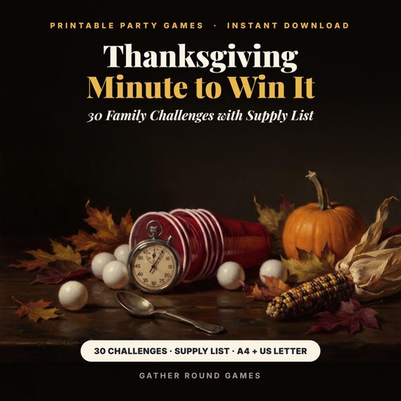 Thanksgiving Minute to Win It Games Printable